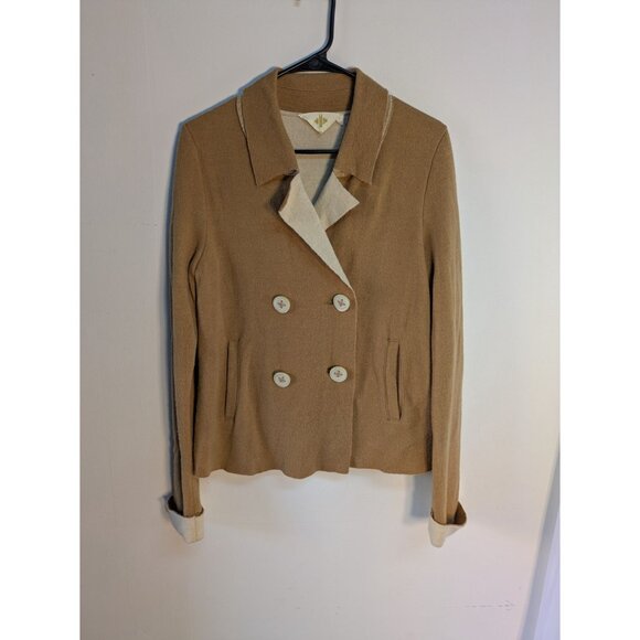 Anthro HWR Womens Tan Double-Breasted Sweater Wool Blend Jacket, Size S - Picture 8 of 15